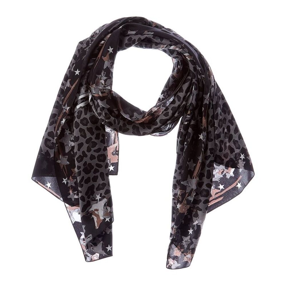 Jimmy Choo Logo Silk Scarf, Grey